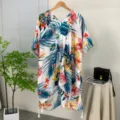 Women tropical floral print beach cover up open front kimono cardigan summer shawl - 15