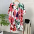 Women Floral Print Kimono Beach Cover Up Summer Resort Cardigan Lightweight Shawl Sunscreen - 13