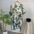 Women bohemian floral print beach kimono cardigan cover-up shawl vacation resort wear style - 27