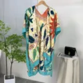 Boho floral print women sun protection cape beach resort vacation stylish shawl cover up - 25