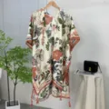 Women floral print beach kimono cardigan bohemian summer sun protection shawl wrap cover up - 26