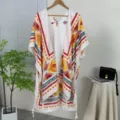 Women bohemian ethnic printed sunscreen beach cover up cardigan stylish outerwear - 06