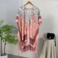 Women elegant boho floral print kimono beach cover up open front cardigan shawl - Purple Embroidery (05)