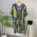 Boho geometric print kimono cardigan for women, lightweight summer beach sun protection shawl. - 32