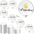 Tarjetas de sitio redondas de acrílico transparente con soportes para mesa de boda DIY. - Paquete de 10 / Transparente