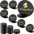 Detalle de tarjeta de sitio redonda de acrílico negro, número de mesa personalizado para boda. - Paquete de 10 / Negro
