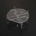Gedetailleerd overzicht van de heldere acryl ronde displaystandaard met afmetingen en gleuf. - Groot (Diameter 20cm)