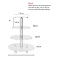 4-tier transparent acrylic round cupcake stand dimension diagram with clear size markers. - 4 Tiers (15/20/25/30cm) / Clear