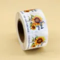 Handmade sunflower thank you sticker roll for gift bags, bakery and small business packaging. - Sunflower Style(CX-89) / 3.8CM