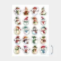 Navidad muñeco de nieve pegatinas hoja acuarela lindo regalo caja sellos 20 piezas. - CX-241A estilo