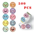 500pcs colorful smiley face reward stickers cute cartoon packaging sealing roll labels - 500 Stickers/Roll / CX-62B