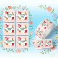 Square thank you stickers roll, cute floral self-adhesive sealing labels for gift packaging - Pink Floral (CX-277A)