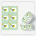 Square thank you stickers roll, cute green floral adhesive sealing labels for packaging. - Green Daisy (CX-277B)