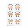 Happy birthday round stickers 1.5 inch decorative labels for party gifts and kids crafts - CX-152 / 6 Pcs/Set