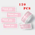 Pink thank you stickers roll 120pcs adhesive gift sealing labels for packaging decoration stationery. - 120 Stickers/Roll / CX-282B