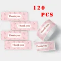 Pink floral thank you stickers roll adhesive labels 120pcs for gift wrapping sealing decor - 120 Stickers/Roll / CX-282C