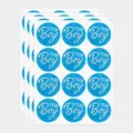 Gender reveal stickers boy blue round labels with footprints for party decoration 120 pack - 120 Pieces/Pack / Sky Blue