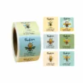Thank you bee sticker roll and variant samples, perfect for handmade baking packaging and seals. - Cartoon Bee Style (CX-99)