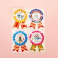 Conjunto de pegatinas de medalla de cinta de cumpleanos para decoracion de fiesta 4pz - 1 Hoja