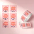Pink square thank you stickers roll, adhesive decorative sealing labels for packaging and crafts. - Pink English Slogan (CX-277H)