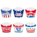 4. Juli Cupcake Wrappers USA Unabhaengigkeitstag Party Kuchen Dekoration Foermchen 6 Stk - Tortenbänder zum Unabhängigkeitstag Stil B / 6 Stück/Packung