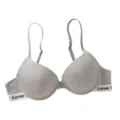 Grey seamless push-up bra featuring adjustable straps and comfortable daily support. - 70B / Gray