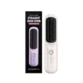 Wireless portable straight hair comb, mini rechargeable hair straightening brush for travel use. - White