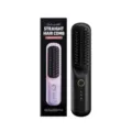 Wireless portable straight hair comb, rechargeable hair styling tool for daily use. - Black