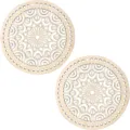 Vista detallada de dos fondos de cesta de 20cm de madera con motivo mandala para manualidades. - Estilo Hueco Mandala (LT116-1) / 2 Piezas/Juego