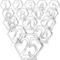 Acrylic mirrored silver hexagonal table number cards, hollow out digital wedding party signs. - 21-30 / Silver