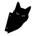 Detail view of black cat fence decoration, metal silhouette peeking cat sculpture for garden. - Peeking Cat Style / Black