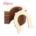 24pcs Recortes de Herradura de Madera Rodajas Sin Terminar para Colgantes de Manualidades - Juego de 24 piezas