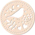 Detalle de fondo de cesta de madera con patrón de pájaro cortado por láser y agujeros de ganchillo. - Estilo Pájaro Floral y Corazón(LT066-2) / 2 Piezas