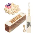 36pcs marque-pages en bois vierges avec perles en bois et ficelle etiquettes cadeaux diy - Kit DIY