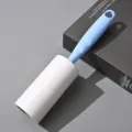 Portable lint roller with blue handle and tearable adhesive paper roll for pet hair removal. - Handle + 40 Sheets Refill / Light Blue