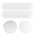 Detail view of transparent acrylic round drink tags with slot, perfect for party glass rims. - Transparent Round Set / 30Pcs Pack