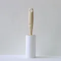Lint roller variant with beige handle and white replacement sticky paper for clothes hair cleaning. - Milk Yellow