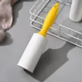 Tearable lint roller with bright yellow handle and white adhesive paper for clothes dust removal sku - Yellow (With One Roll of Paper)