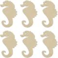 Formes d'hippocampes en bois brut non fini pour loisirs créatifs et décoration. - Hippocampe Style 2 / Lot de 6