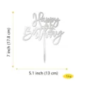 Ασημένιο καθρέφτη ακρυλικό topper τούρτας Happy Birthday, 7x5.1 ίντσες πάρτι. - Στυλ Β / Ασημί Καθρέφτης