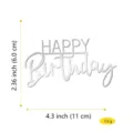 Ασημένιο ακρυλικό καθρέφτης Happy Birthday topper τούρτας για διακόσμηση πάρτι. - Στυλ Η
