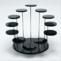 Espositore per gioielli ad anello in acrilico nero a livelli supporto circolare per vetrina negozi. - Espositore tondo a 12 livelli / Nero