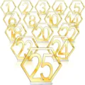 Gold acrylic hexagonal table numbers with clear bases for wedding parties and restaurant decor. - 21-30 / Gold