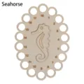 Wooden embroidery floss organizer with 18 numbered holes and cute seahorse design for cross stitch. - Seahorse (LT090-5)