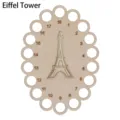 Wooden embroidery floss organizer with Eiffel Tower pattern and 18 holes for sewing. - Eiffel Tower (LT090-8)