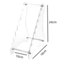 Clear acrylic desktop knife display stand, multi-tier holder rack for folding knives. - 10cm Length / Clear