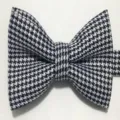 Classic black and white houndstooth bow tie, British style men's formal accessory for wedding. - Houndstooth 1