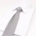 Grey striped necktie for men business formal wear paired with crisp white dress shirt. - Light Gray