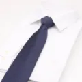 Men's navy blue striped pre-tied zipper tie professional business suit accessory - Navy Blue