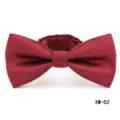 Men formal burgundy striped bow tie detail close up, classic wedding suit accessory view. - Burgundy